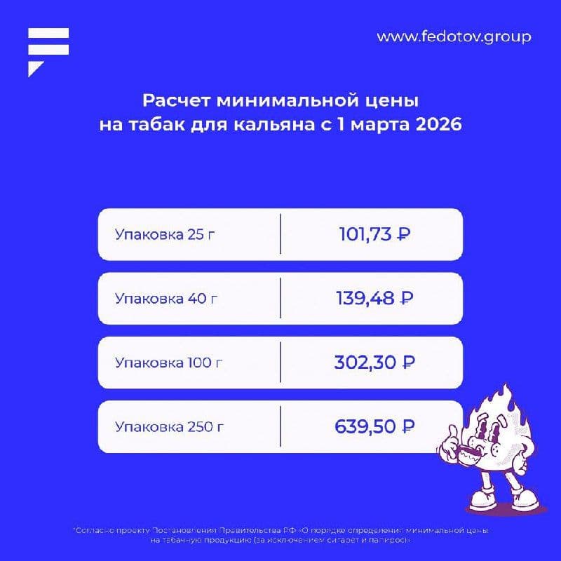 Минимальные цены на табак для кальяна введут уже через 9 месяцев?
