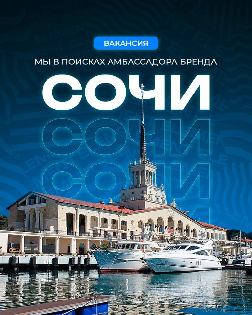 🔈 Сочи, мы ищем амбассадора Element!