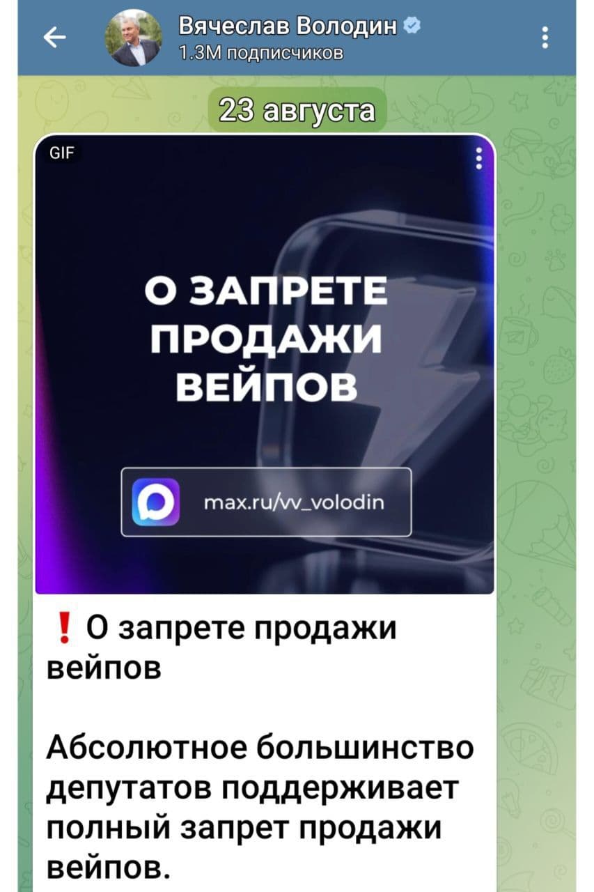 ВОЛОДИН ЗАЯВИЛ❗️О ТОМ, ЧТО ЧТОБЫ ОБТЯПАТЬ ЗАПРЕТ ВЕЙПОВ В ГОСДУМЕ, ЕМУ СО